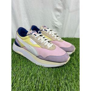 Puma‎ Cruise Rider Low Textile Trainers Shoes 375072-01 Pink Yellow Womens US 11